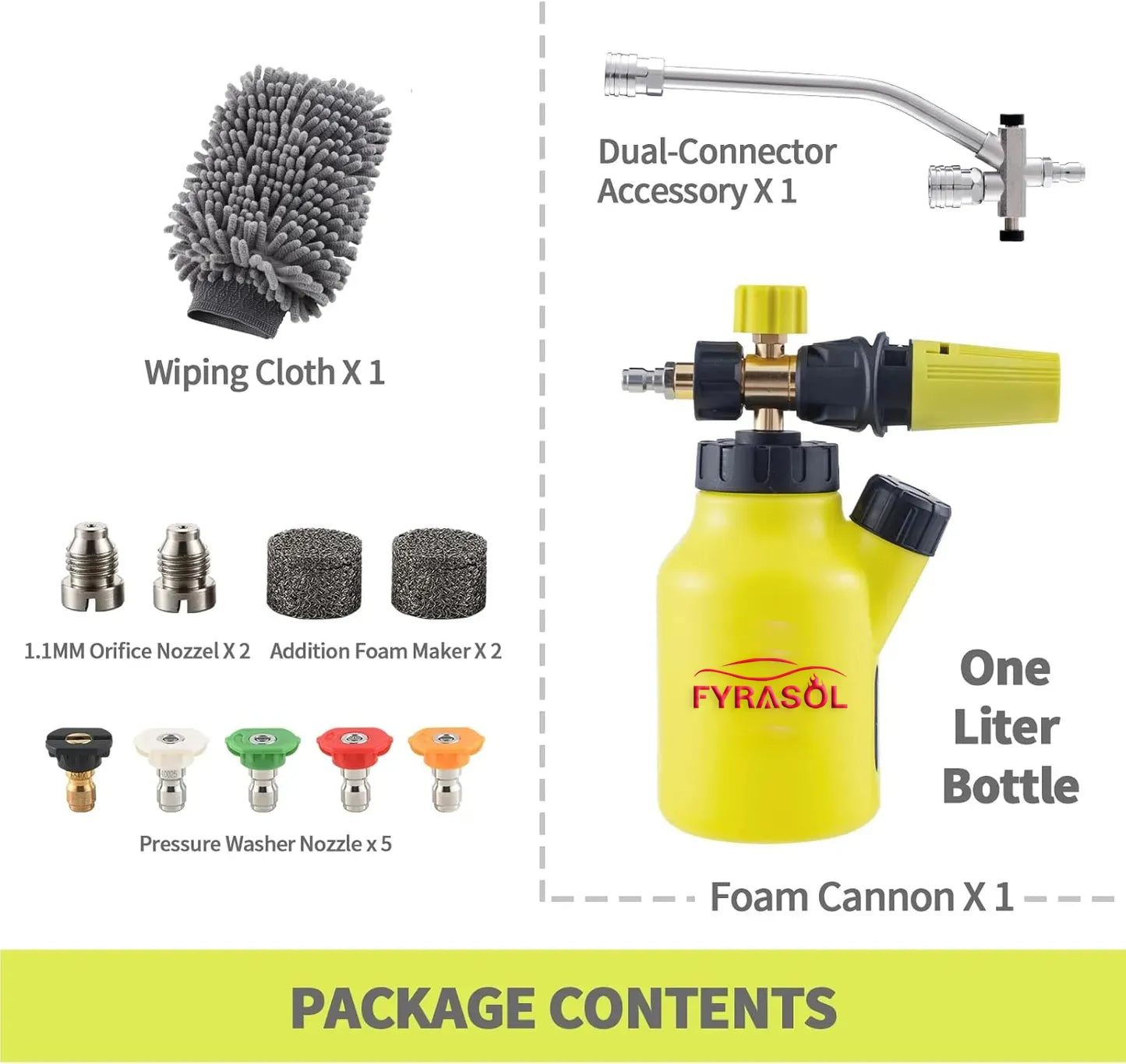 Dual-Connector Foam Cannon Kit – 1/4" Quick Connect with 5 Spray Nozzles for Car Wash
