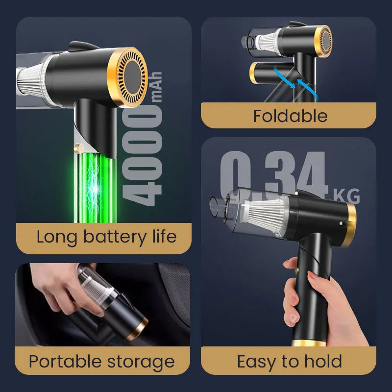 Handheld Cordless Car Vacuum – Perfect for Seats, Floors & Tight Spaces