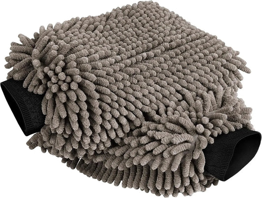 Chenille Microfiber Car Cleaning Mitts 2-Pack - Safely Clean Car Paint, Powerfully Remove Dirt