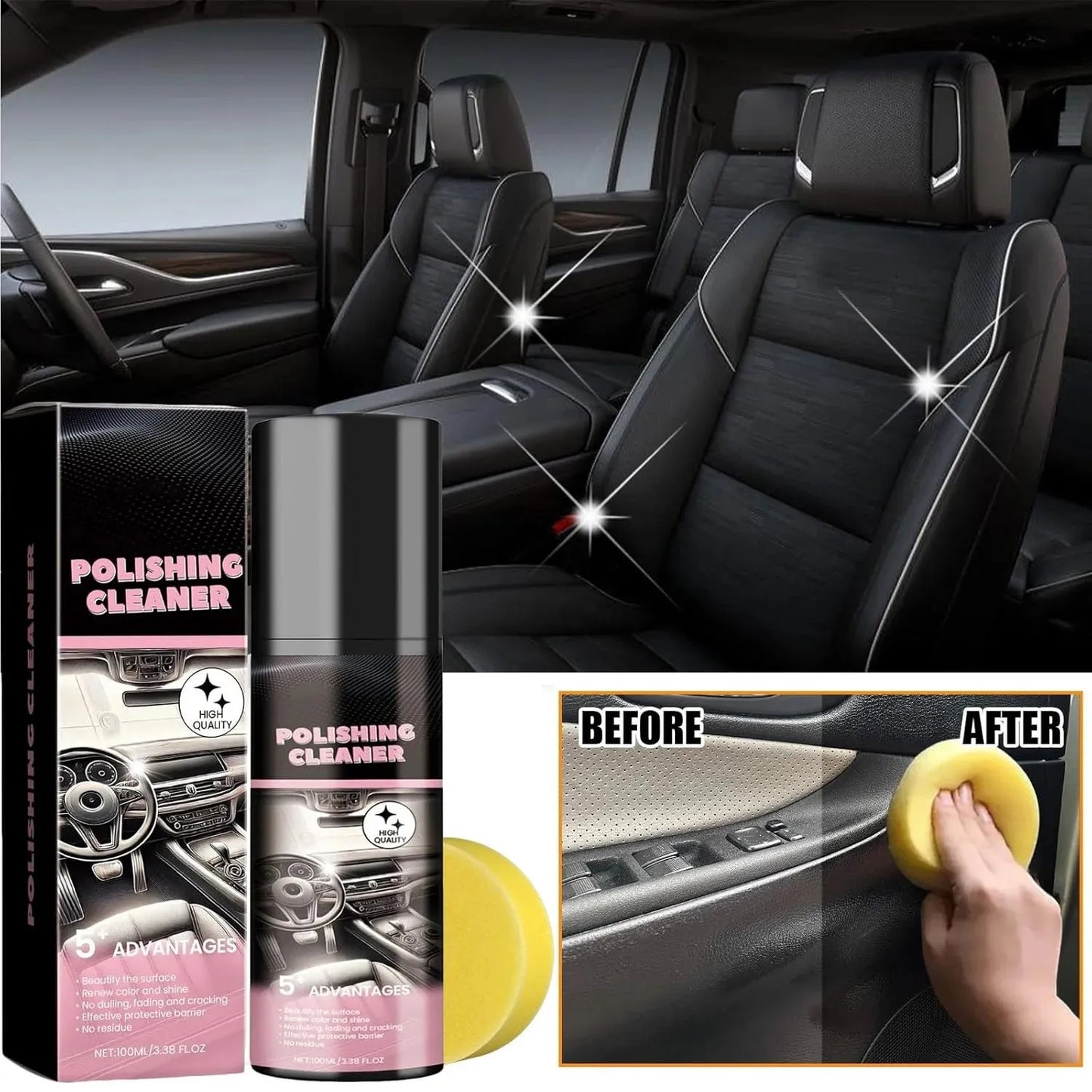 2-in-1 Car Interior & Polishing Cleaner – Shine & Clean in One Step