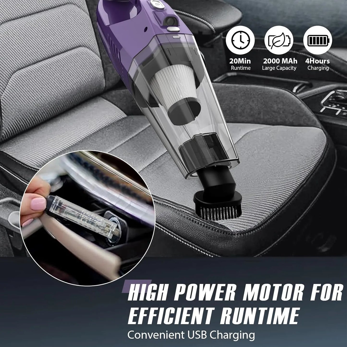Cordless Handheld Car Vacuum – Powerful Suction, Lightweight & Rechargeable