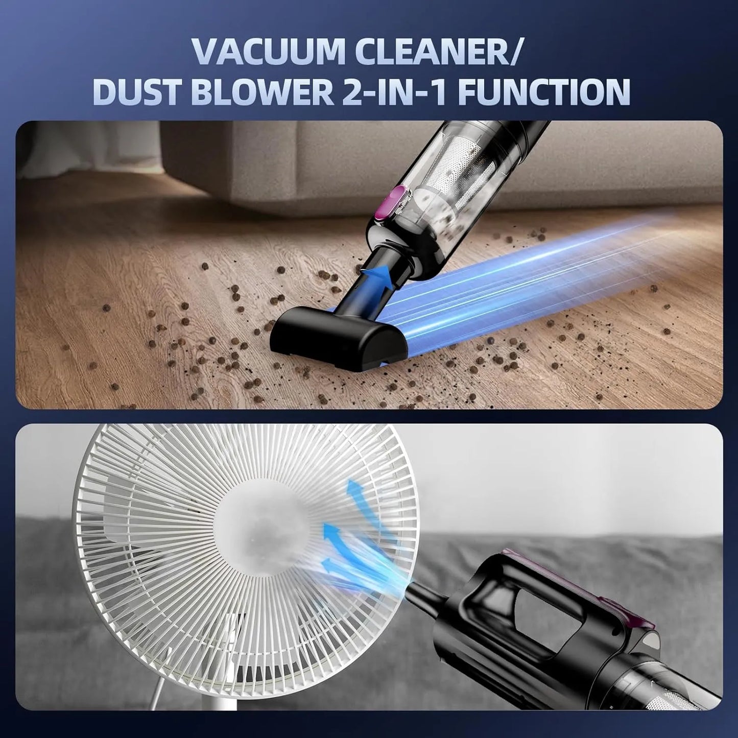 All-in-One Cordless Vacuum for Car & Home – 18000Pa, LED Light, Long Battery Life