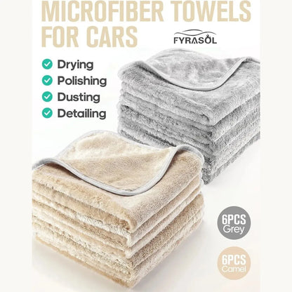 12-Pack Ultra Plush Car Drying Towels – 700GSM Microfiber, 16"x16", Scratch-Free