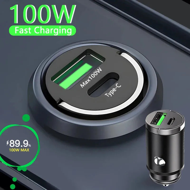 Fast Charging Car Charger Lighter - 30/100W - Mini PD USB Type C - AutoPower