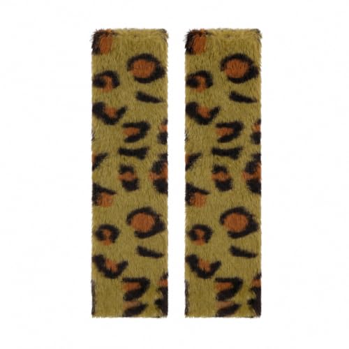 Fyrasol Faux Fur Leopard Print Car Seat Belt Cover Pads, Soft Shoulder Comfort Cushion, Universal Fit for Adults and Kids, 2 Pack
