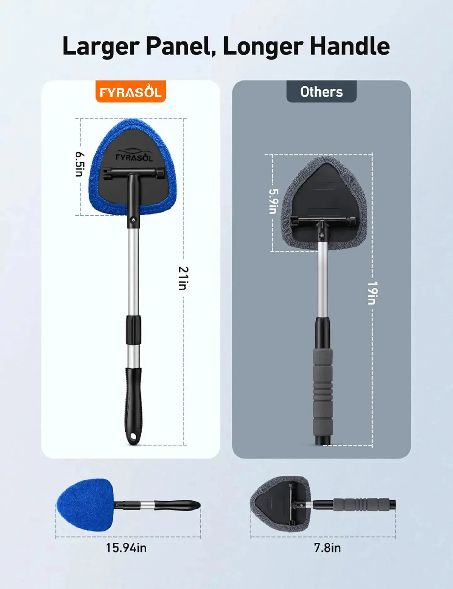 Extendable Windshield Cleaning Tool – Interior Glass Wiper Kit with 4 Microfiber Pads