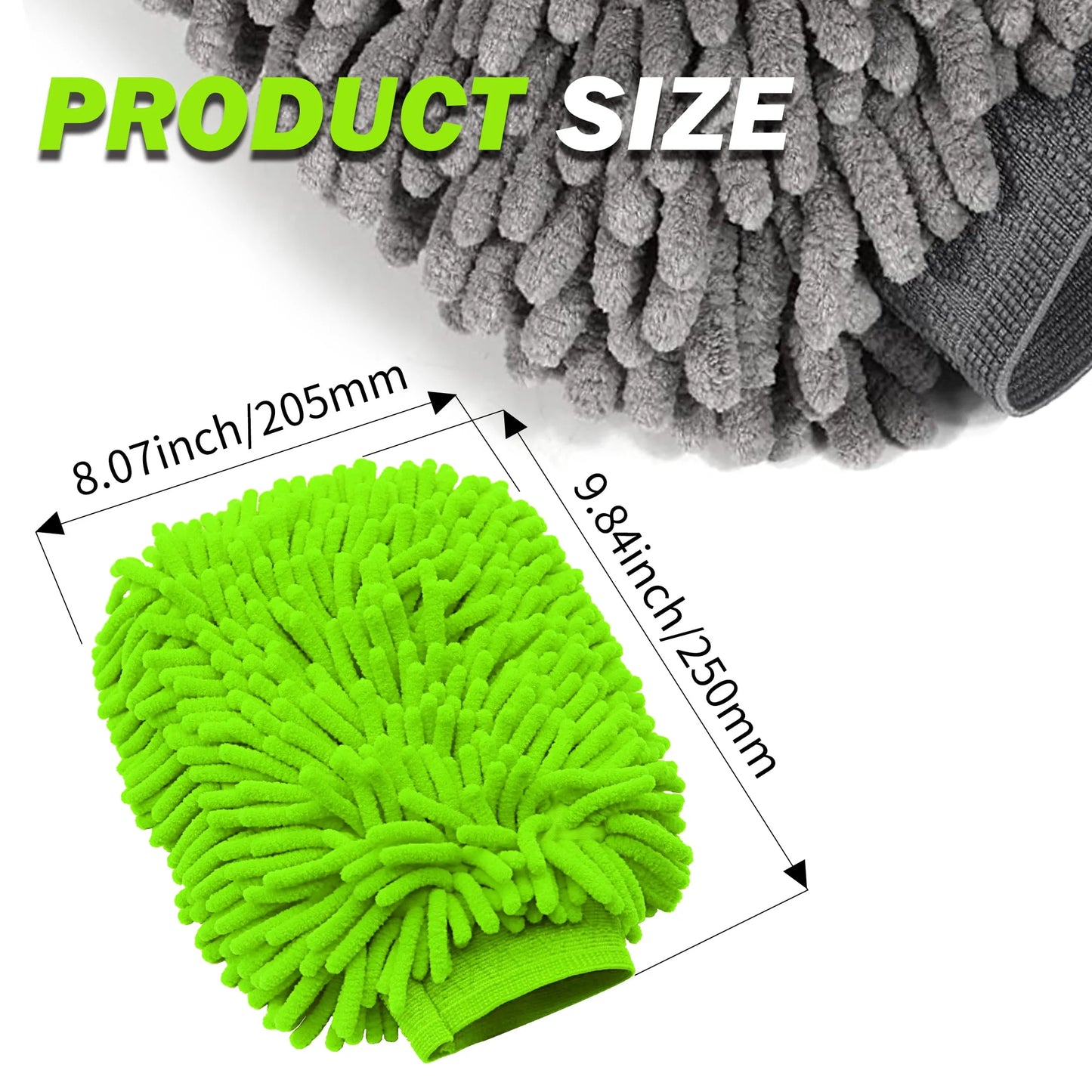 Premium Chenille Wash Mitts for Cars – Lint-Free, Reusable Microfiber Cleaning Gloves (2PCS)