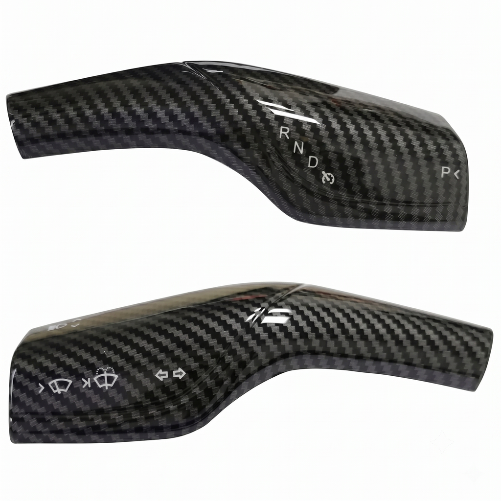 Compatible with Tesla Model 3 Model Y Column Gear Shift Cover Lever Steering Wheel Interior Protection Accessories (Carbon Fiber Pattern)