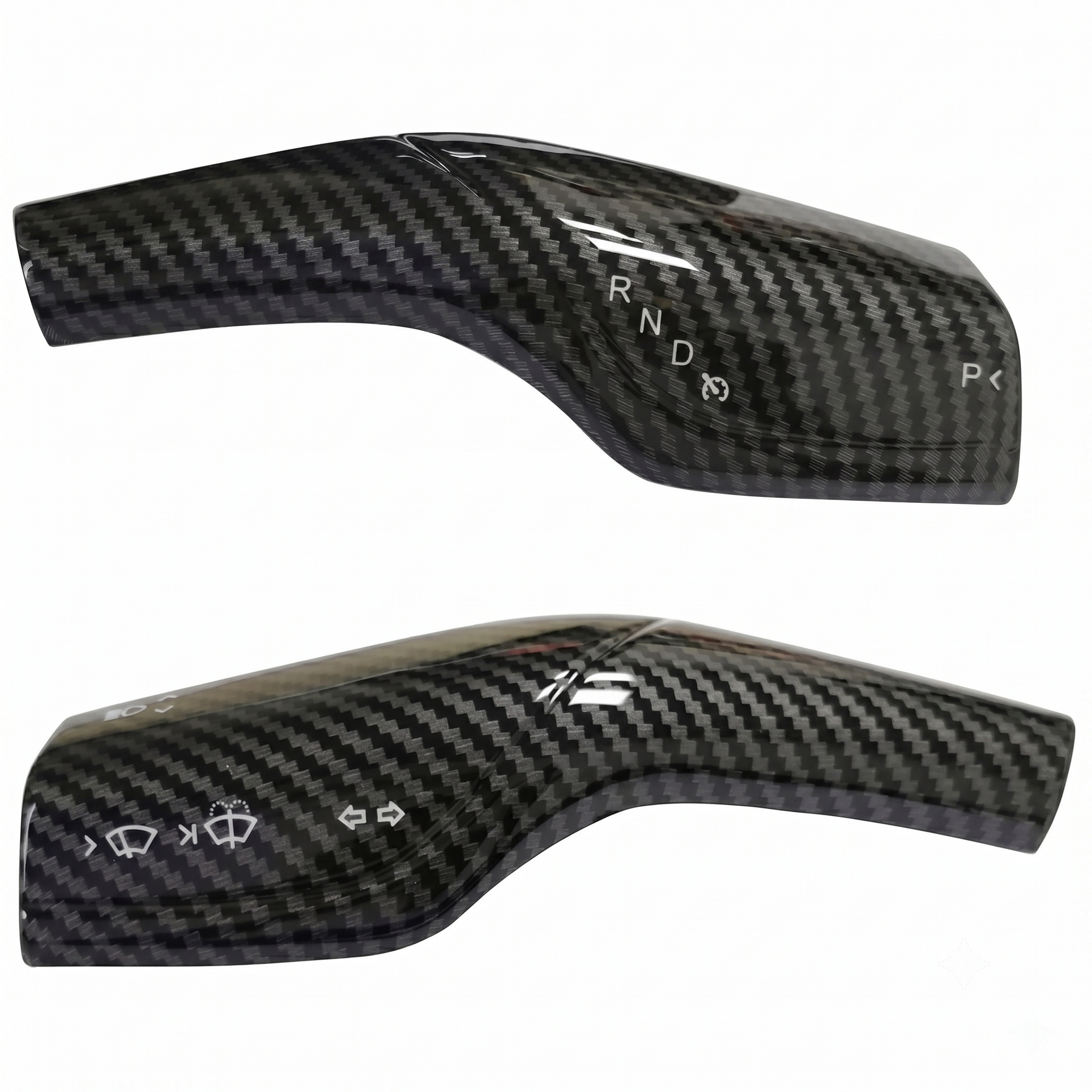 Compatible with Tesla Model 3 Model Y Column Gear Shift Cover Lever Steering Wheel Interior Protection Accessories (Carbon Fiber Pattern)