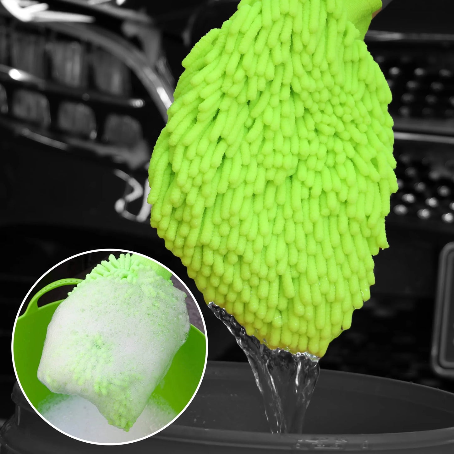Premium Chenille Wash Mitts for Cars – Lint-Free, Reusable Microfiber Cleaning Gloves (2PCS)