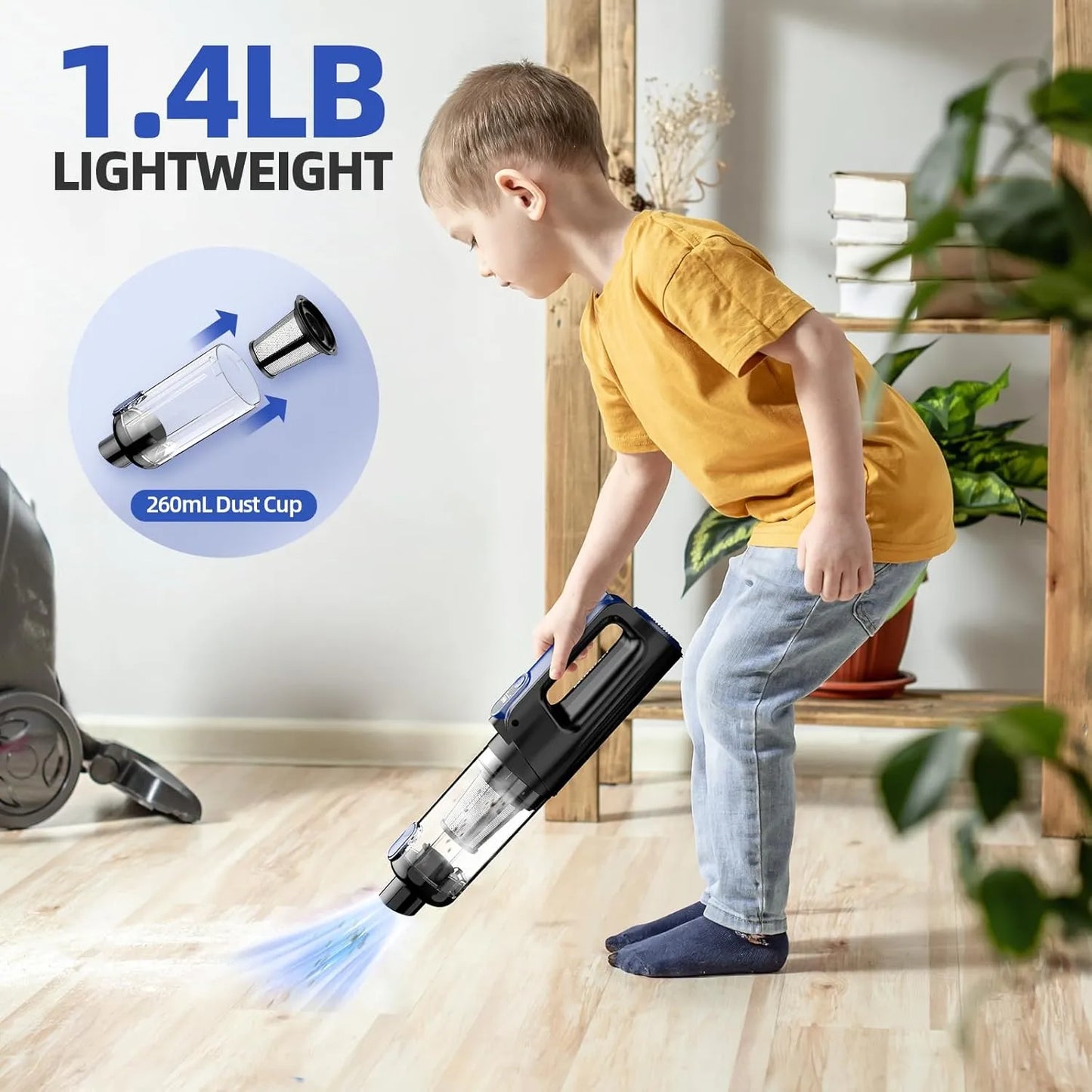 All-in-One Cordless Vacuum for Car & Home – 18000Pa, LED Light, Long Battery Life