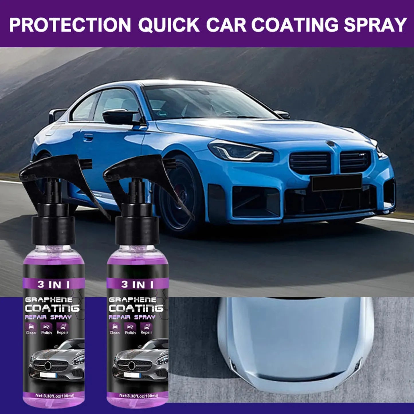 3-in-1 Car Coating Spray – Clean, Shine & Protect in Seconds