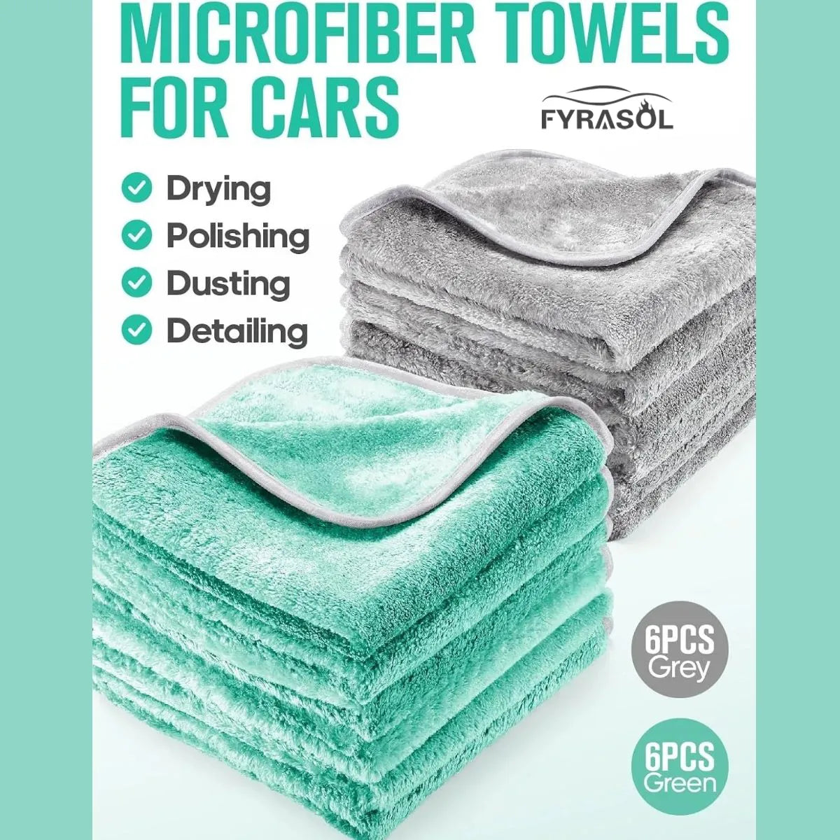 12-Pack Ultra Plush Car Drying Towels – 700GSM Microfiber, 16"x16", Scratch-Free