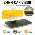 2-in-1 anti-glare sun visor for day and night driving, clip-on adjustable sun visor extender for cars, SUVs, and trucks fyrasol