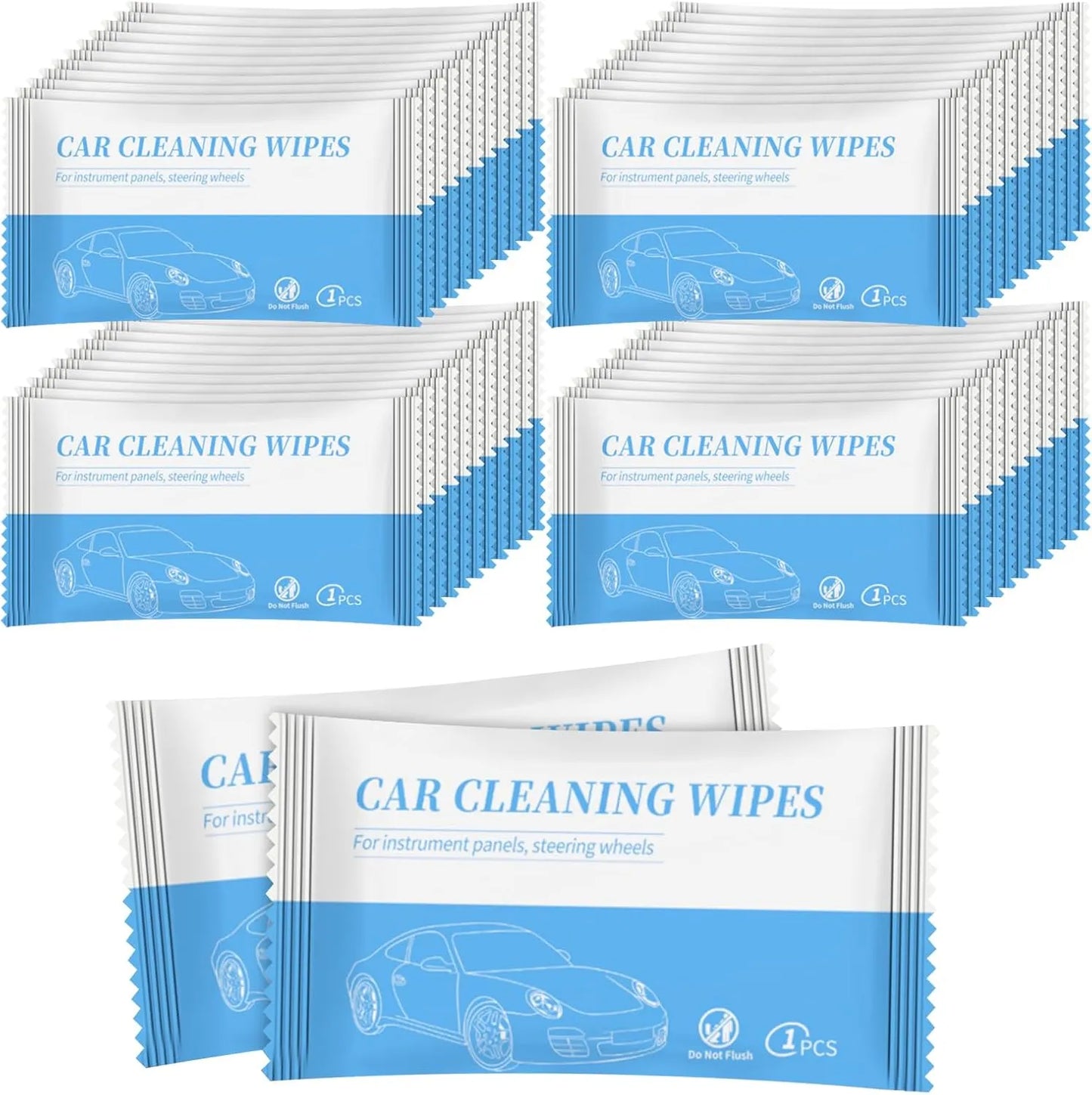 100PCS Car Cleaning Wipes – Individually Wrapped for Leather, Glass & Interior