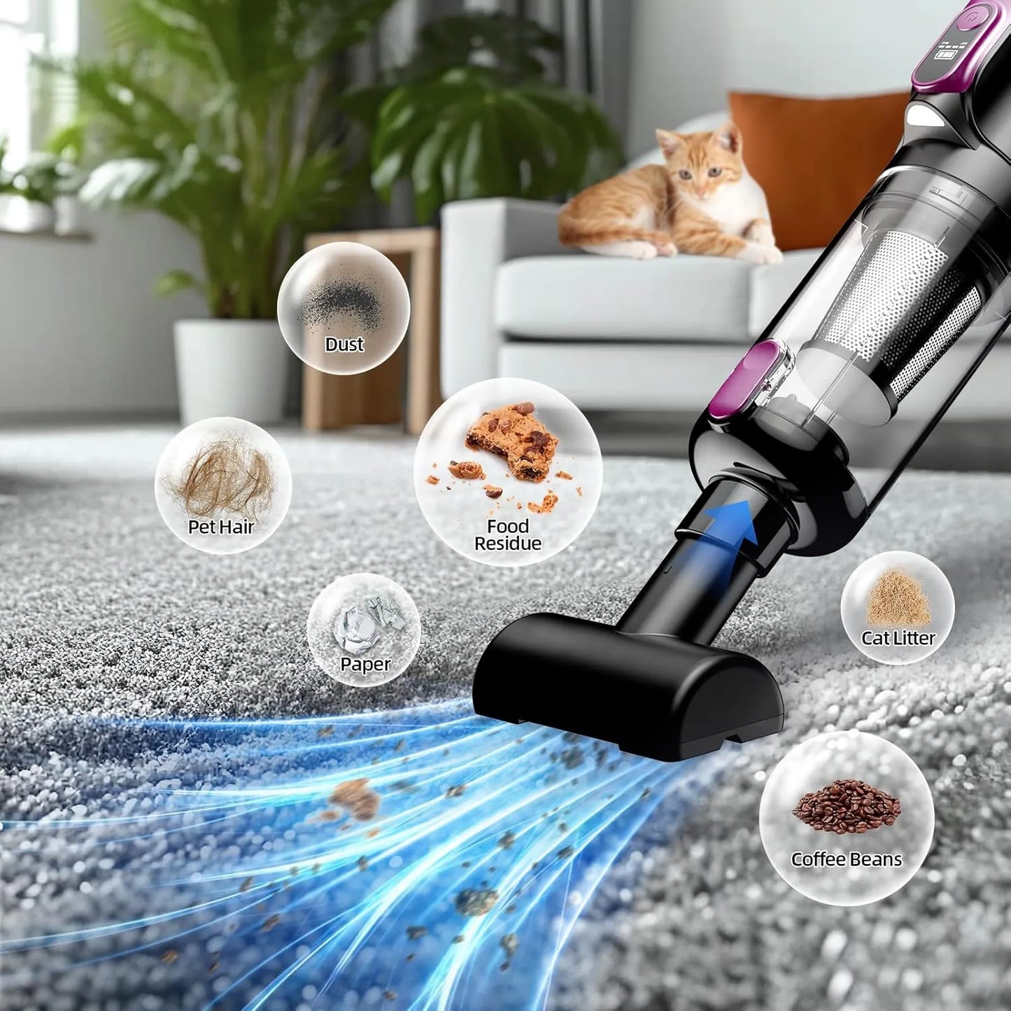 All-in-One Cordless Vacuum for Car & Home – 18000Pa, LED Light, Long Battery Life