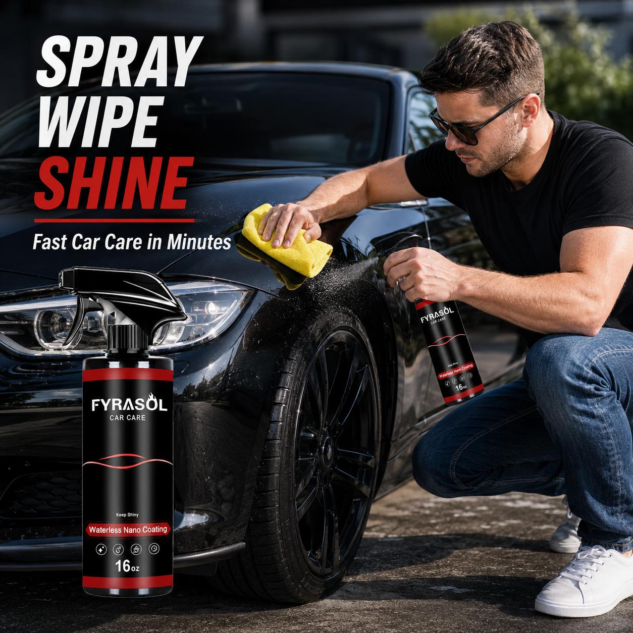 FYRASOL Car Coating Spray Waterless Shine Spray for Cars Quick Spray Wipe Shine Nano Gloss Detailer for Exterior Paint Care fyrasol