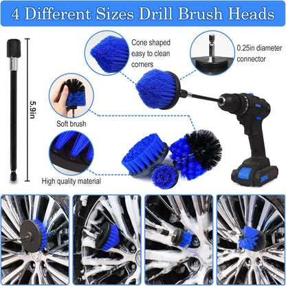 27PCS Complete Car Detailing Kit – Interior, Exterior, Wheels & Drill Brush Set
