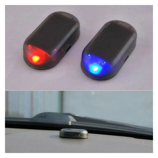 Car Fake Security Light - Solar Powered Simulated Alarm LED Flashing Warning Lamp, Wireless Anti-Theft Dummy Caution Light