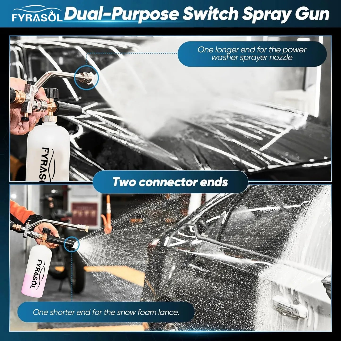 Powerful Foam Cannon Kit for Car Detailing – Dual Connector & Multi-Angle Spray Tips