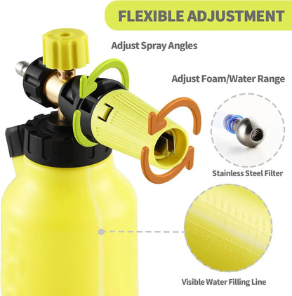 Dual-Connector Foam Cannon Kit – 1/4" Quick Connect with 5 Spray Nozzles for Car Wash