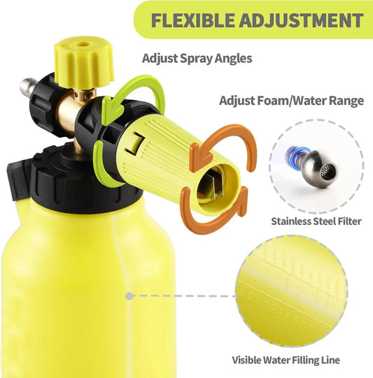 Dual-Connector Foam Cannon Kit – 1/4" Quick Connect with 5 Spray Nozzles for Car Wash