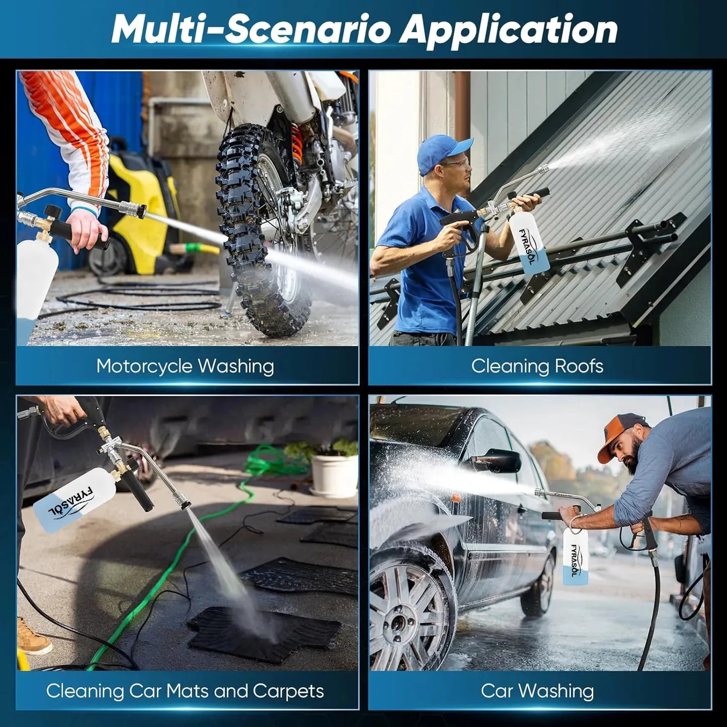 Powerful Foam Cannon Kit for Car Detailing – Dual Connector & Multi-Angle Spray Tips