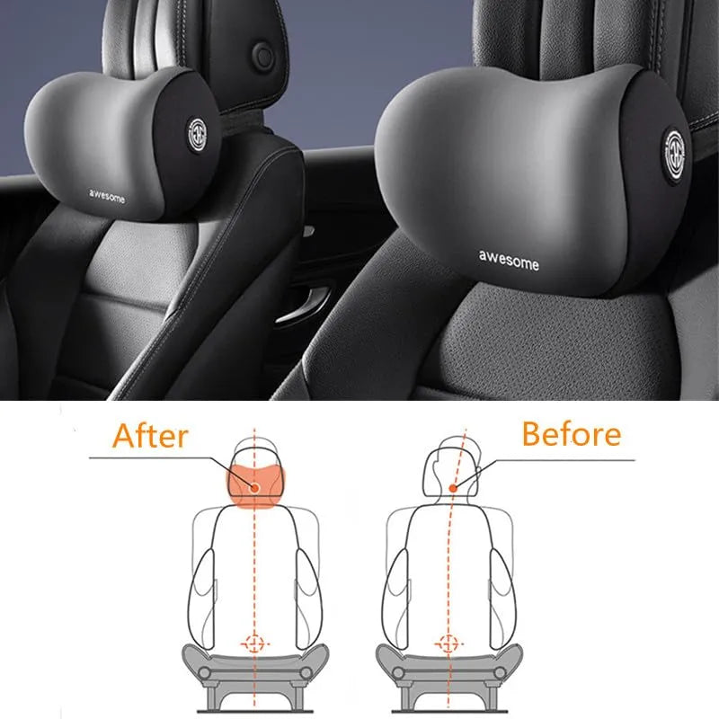 Car Lumbar Support Pillow and Car Neck Pillow Kit, Ergonomic Car Seat Headrest & Lumbar Cushion with Adjustable Strap for Neck Back Pain Relief, for Office Chair/Truck/Wheelchair