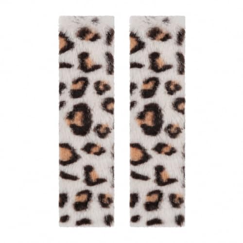 Fyrasol Faux Fur Leopard Print Car Seat Belt Cover Pads, Soft Shoulder Comfort Cushion, Universal Fit for Adults and Kids, 2 Pack