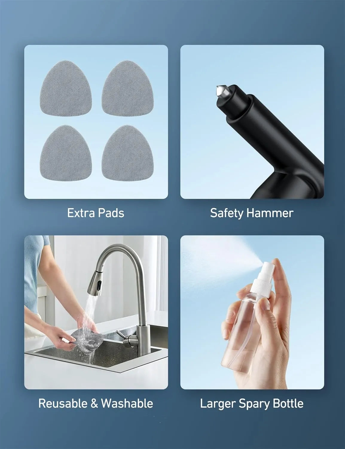 Extendable Windshield Cleaning Tool – Interior Glass Wiper Kit with 4 Microfiber Pads