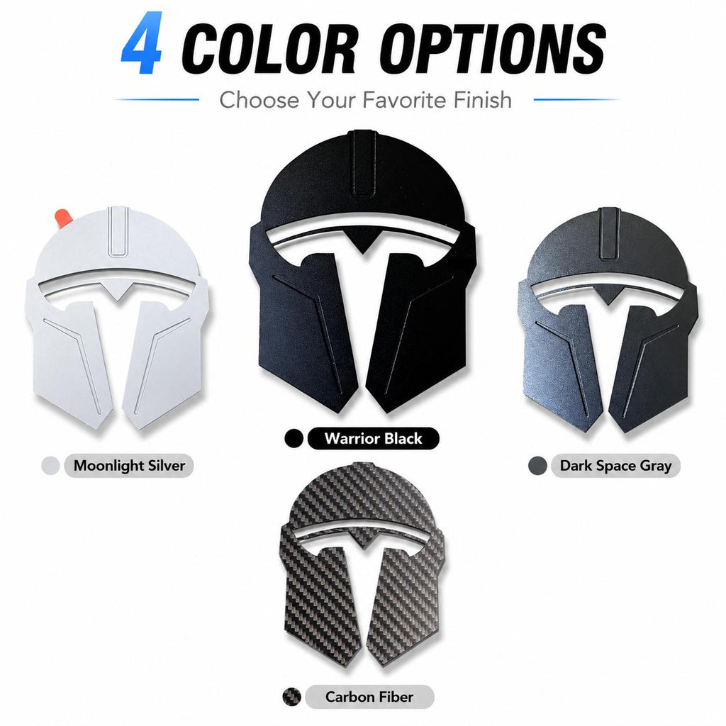 Mando Style Helmet Metal Car Emblem For Tesla Model 3 Y, Aluminum Alloy Badge With Rustproof CNC Finish