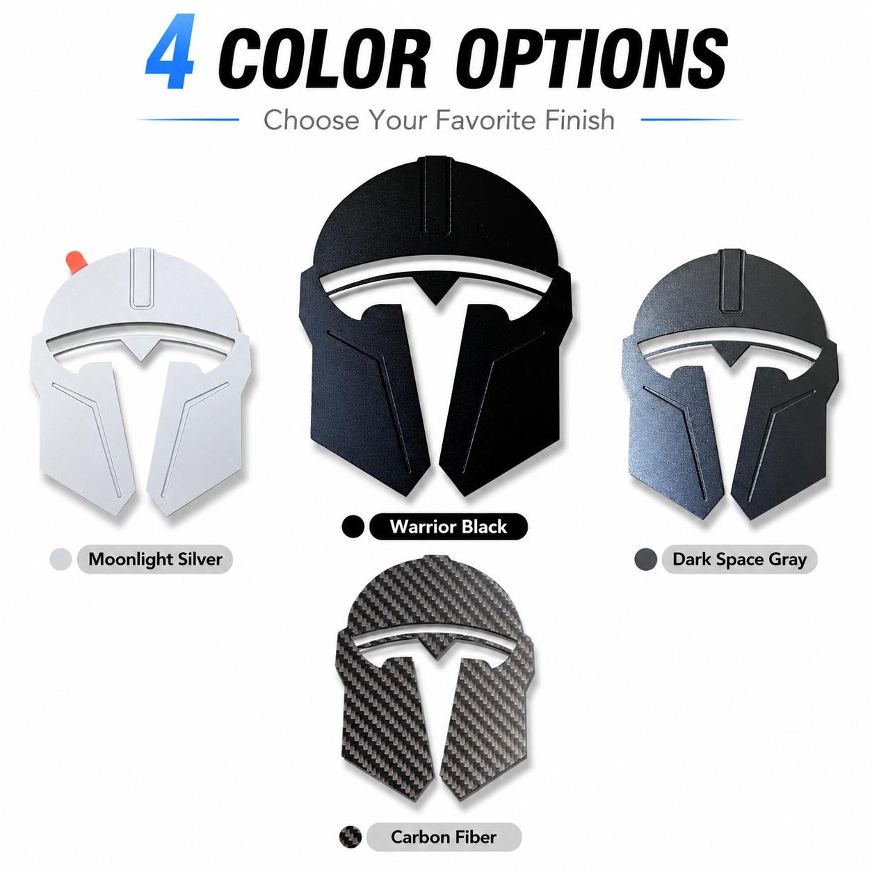 Mando Style Helmet Metal Car Emblem For Tesla Model 3 Y, Aluminum Alloy Badge With Rustproof CNC Finish