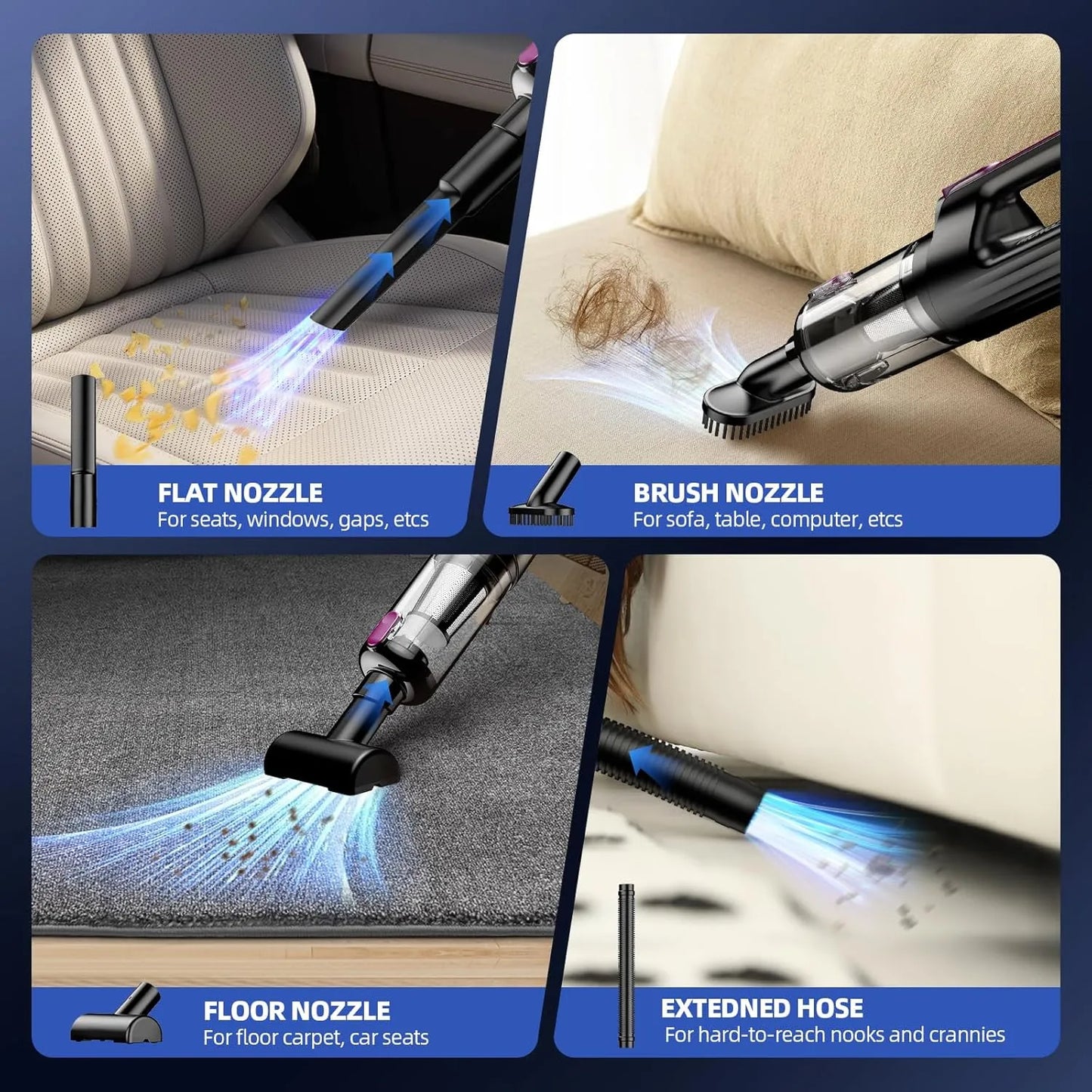 All-in-One Cordless Vacuum for Car & Home – 18000Pa, LED Light, Long Battery Life