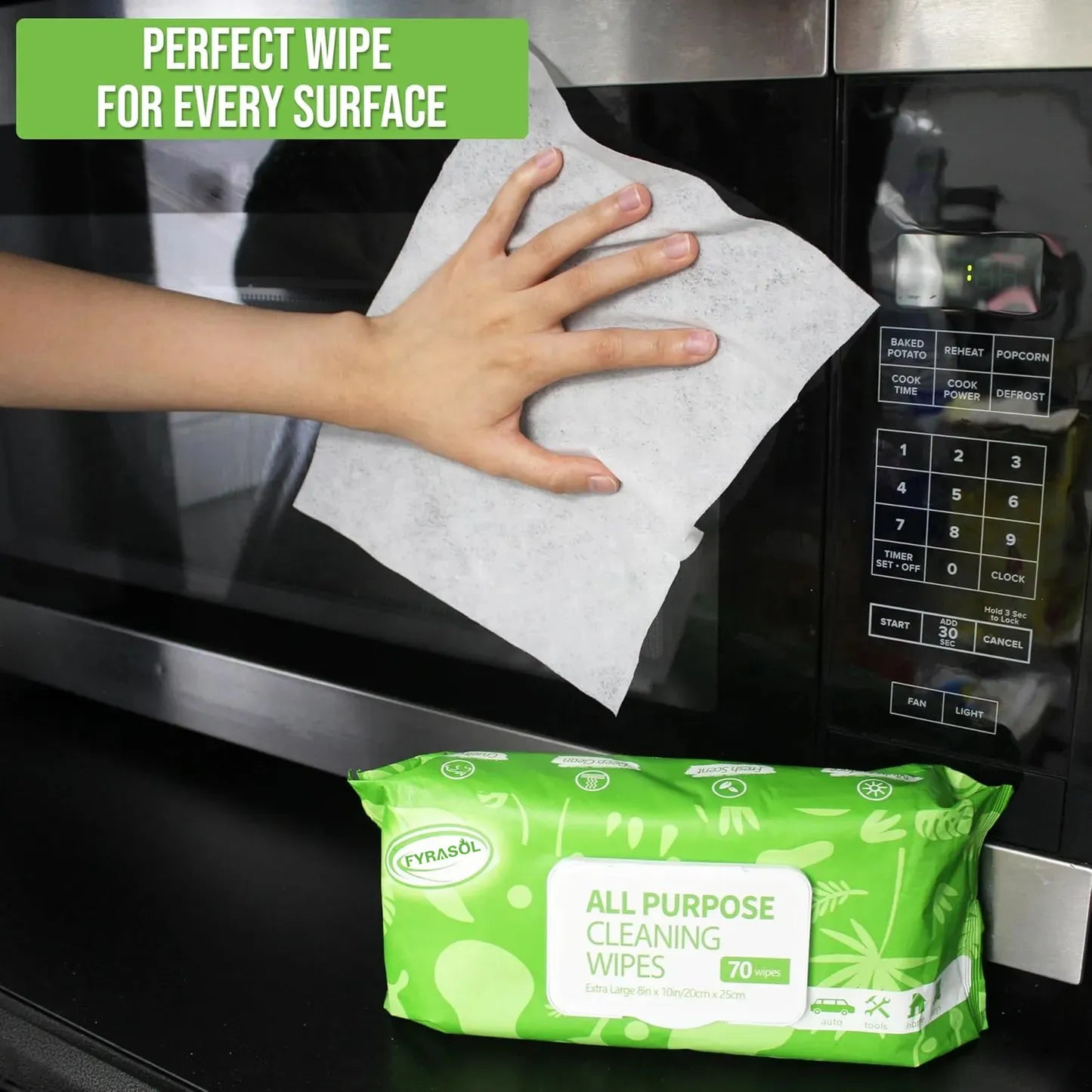 All-Purpose Cleaning Wipes – 70 Count, Extra Large 8"x10" for Auto & Home Use
