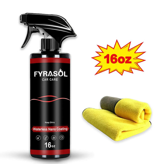 Fyrasol Ceramic Coating Spray 16oz 3-in-1 Nano Car & Boat Detailing Kit – Hydrophobic UV Paint Protection, Waterless Wash, High Gloss Finish for Cars, Motorcycles & Boats Automotive