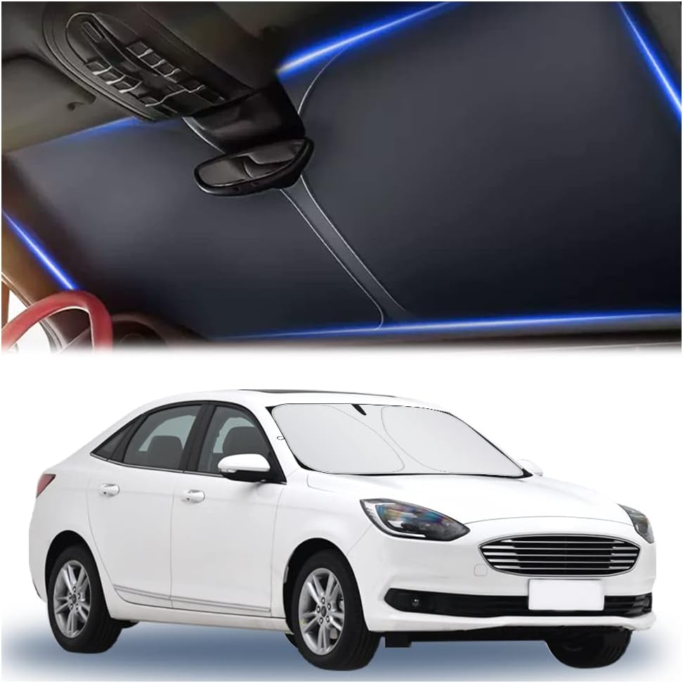 300T Thickened Automotive Glass Sunshade and Comes with Storage Bag,Keep Car Interior Cool,Universal Windshield Sun Shade Fit for Cars,Trucks,SUVs (L: 57.08 * 31.5 inch) mysite