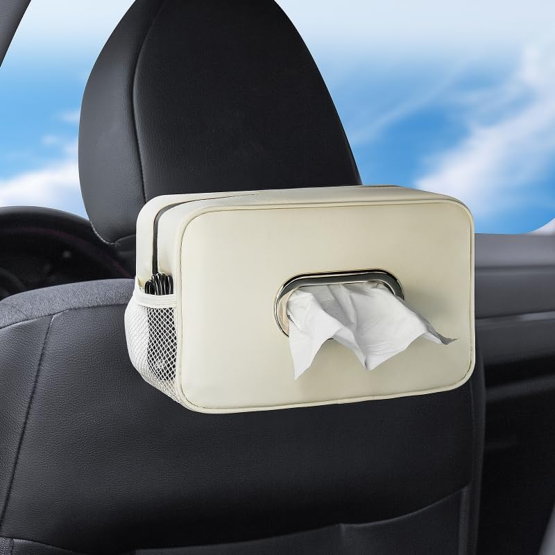 Multi-Functional Car Tissue Holder with ‌2 Storage Nets, Tissue Box Cover mysite
