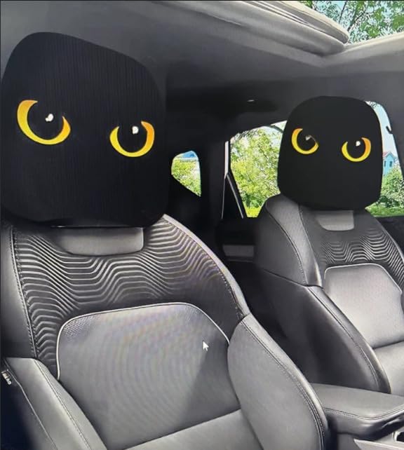 Funny Cartoon car headrest Cover, 2 Pieces Set of Cute Funny Eyes, Suitable for Halloween, Christmas car Universal Elastic Models Funny Decoration mysite