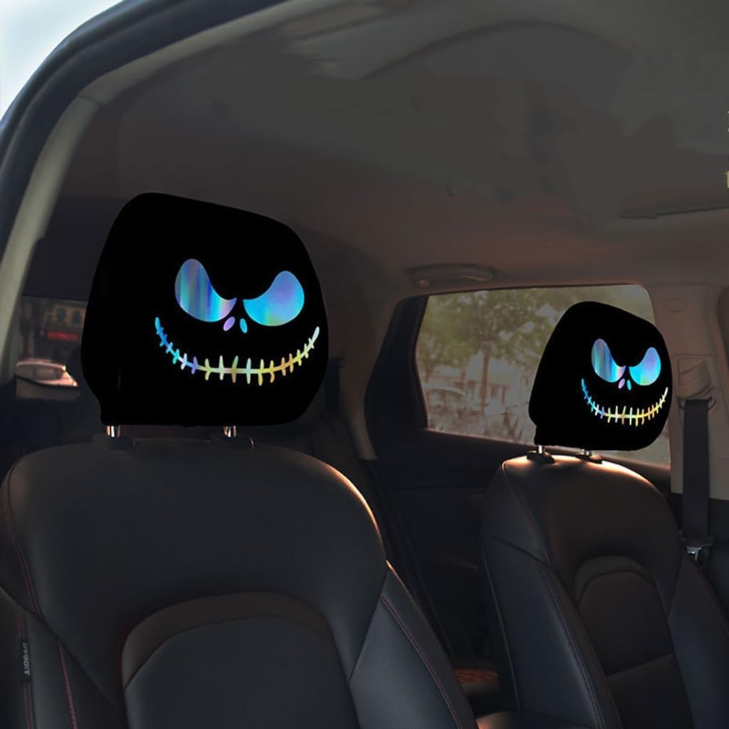 Funny Cartoon car headrest Cover, 2 Pieces Set of Cute Funny Eyes, Suitable for Halloween, Christmas car Universal Elastic Models Funny Decoration mysite