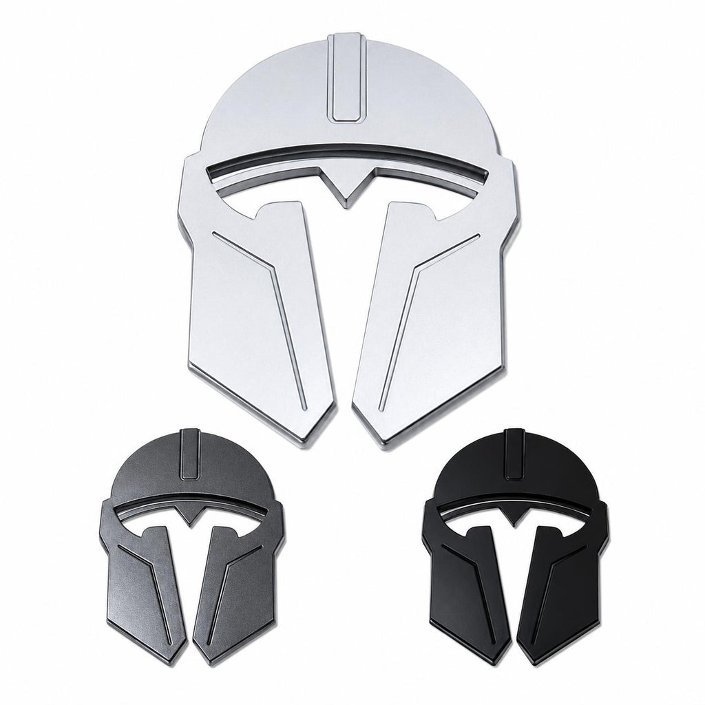 Mando Style Helmet Metal Car Emblem For Tesla Model 3 Y, Aluminum Alloy Badge With Rustproof CNC Finish