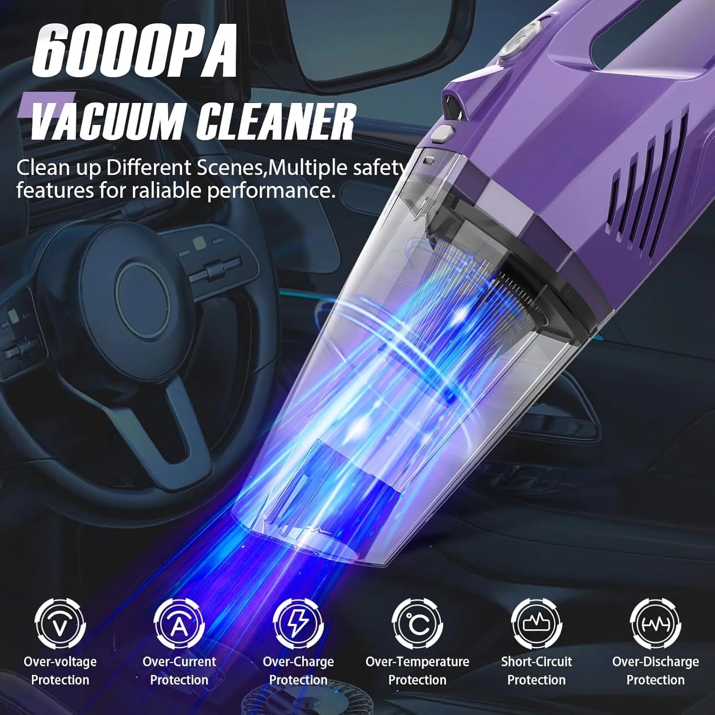 Cordless Handheld Car Vacuum – Powerful Suction, Lightweight & Rechargeable