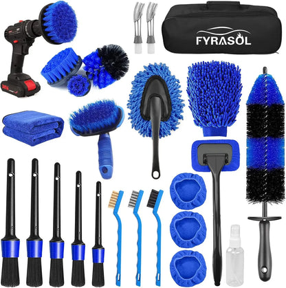 26PCS Car Detailing Brush Kit – Complete Interior & Exterior Cleaning Set
