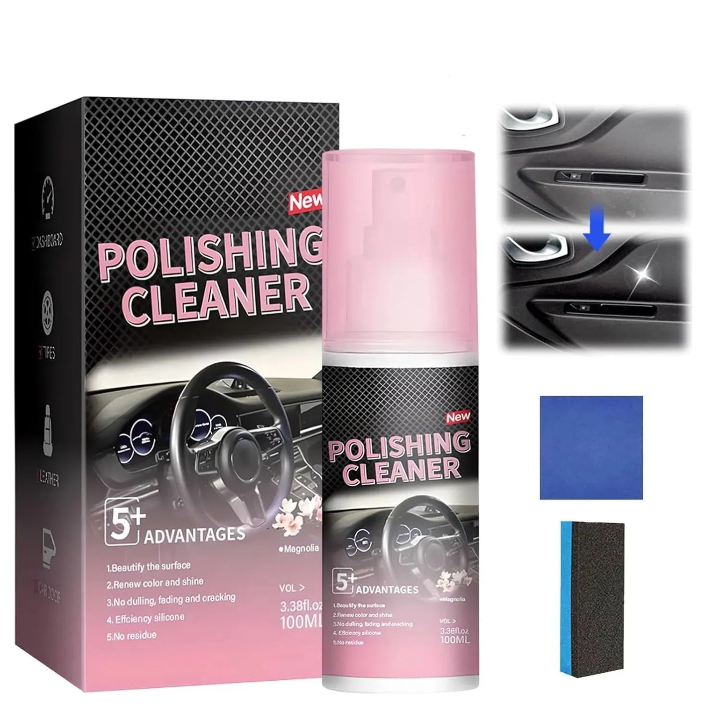 2-in-1 Car Interior & Polishing Cleaner – Shine & Clean in One Step