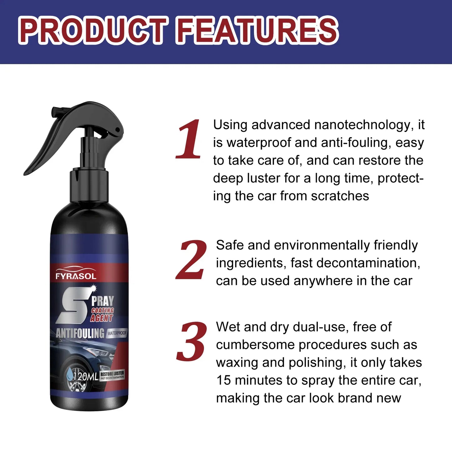 Automotive coating spray maintenance paint decontamination, blackening and brightening automotive coating nano coating spray