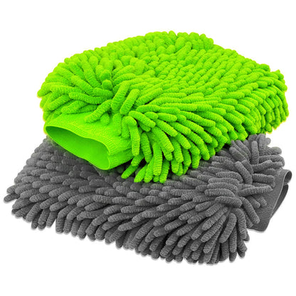 Premium Chenille Wash Mitts for Cars – Lint-Free, Reusable Microfiber Cleaning Gloves (2PCS)