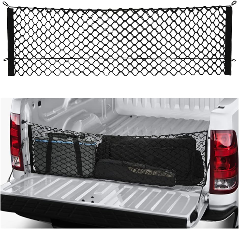 49''X16'' Truck Bed Organizer,Elastic Shrink Cargo Net Hold Many Items to Keep The Interior of Tidy,Truck Storage Fit for Ford,Chevrolet,GMC,Tantu mysite