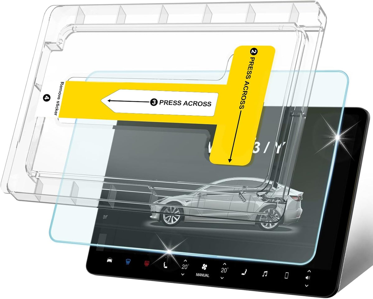 Tesla Model Y (2020–2025)/Model 3 (2017–2023) 9H HD 15'' Screen Protector with Alignment Kit, Ultra-Clear 9H Tempered Glass, HD & 9H & Anti-Fingerprint, Bubble-Free mysite