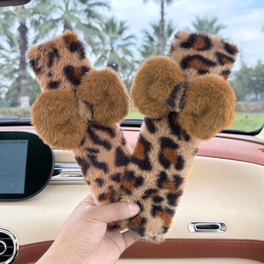 2 Pack Seat Belt Cover Pad, Cute Plush Leopard Print Seatbelt Covers Seatbelt Shoulder for More Comfortable Driving, Plush Fluffy Soft Seat Belt Cover, Car Interior Accessories mysite