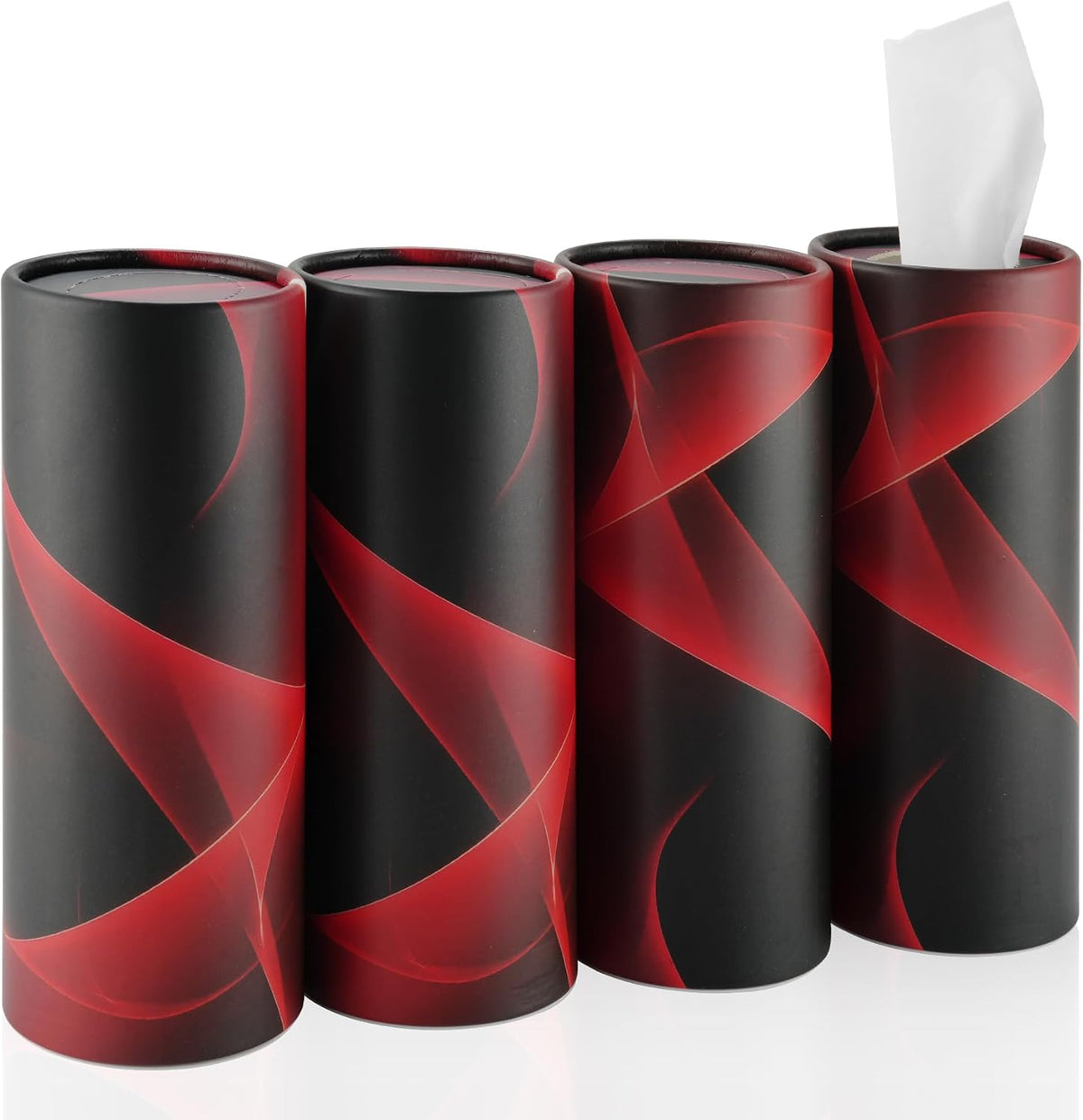 Car Tissue Holder, 4 Pack Car Cup Holder Facial Tissues with Travel Tissue Bag, Quick and Convenient Flower Combination Car Tissue Box(4 Canisters/200 Tissues) Black - Red mysite