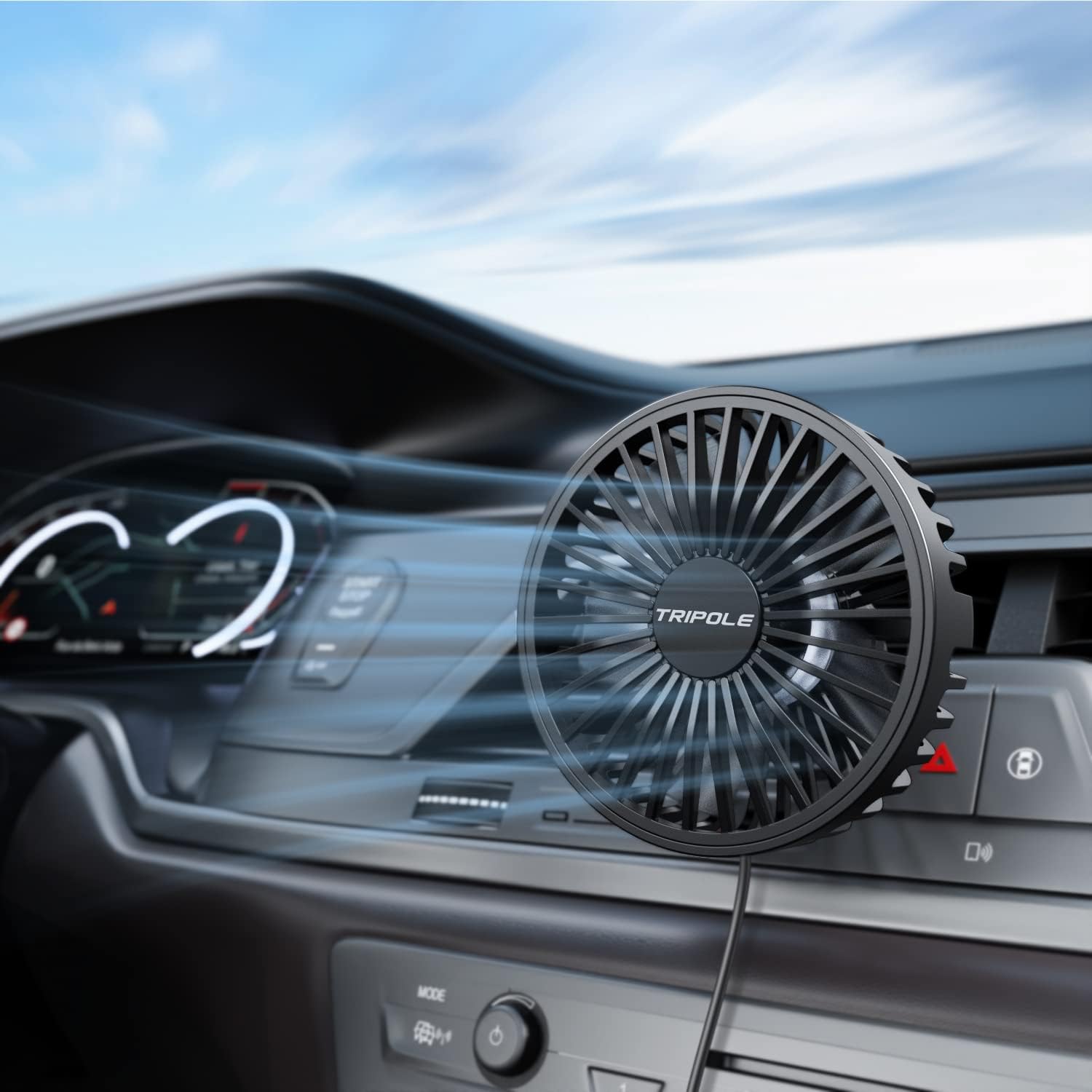 TriPole Car Fan USB Powered - Powerful 3 Speed, Portable Cooling Clip Fan for Car Vent, Quiet Brushless Motor, 360 Degree Rotatable, Air Circulation for Vehicle, Van, Truck, SUV, RV mysite